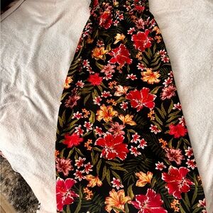 Floral Maxi Dress - Black and Red
